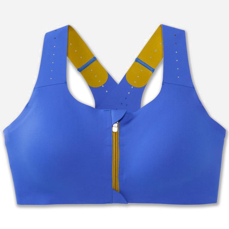 Brooks Dare Zip 2.0 Womens Sports Running Bra - Bluetiful/Golden Hour - Philippines (257148UVD)